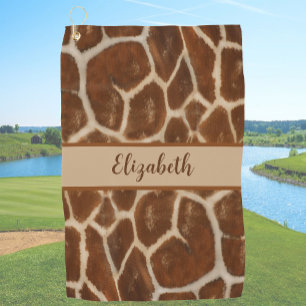Fun Giraffe Animal Print custom name ladies Golf Towel