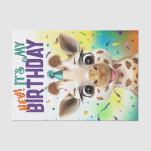 Fun Giraffe Colourful Confetti Birthday Tissue Paper