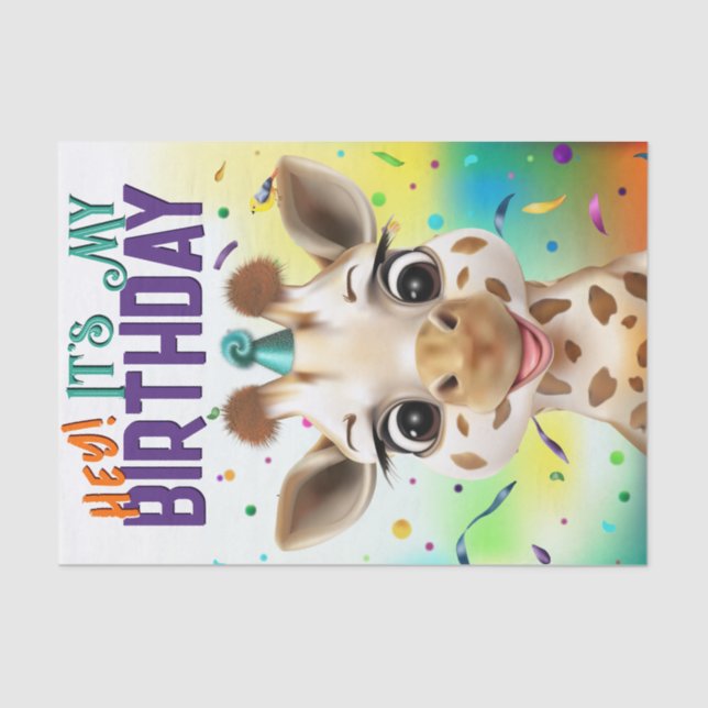 Fun Giraffe Colourful Confetti Birthday Tissue Paper (Front)