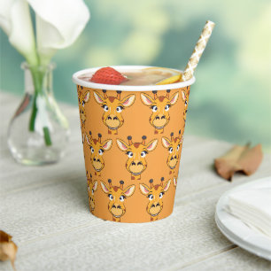 Fun giraffe Face safari Wild jungle Birthday Party Paper Cups