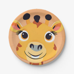 Fun giraffe Face safari Wild jungle Birthday Party Paper Plate