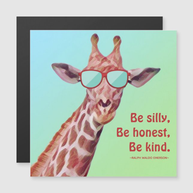 Fun Giraffe Inspirational Quote Emerson Be Silly (Front/Back)