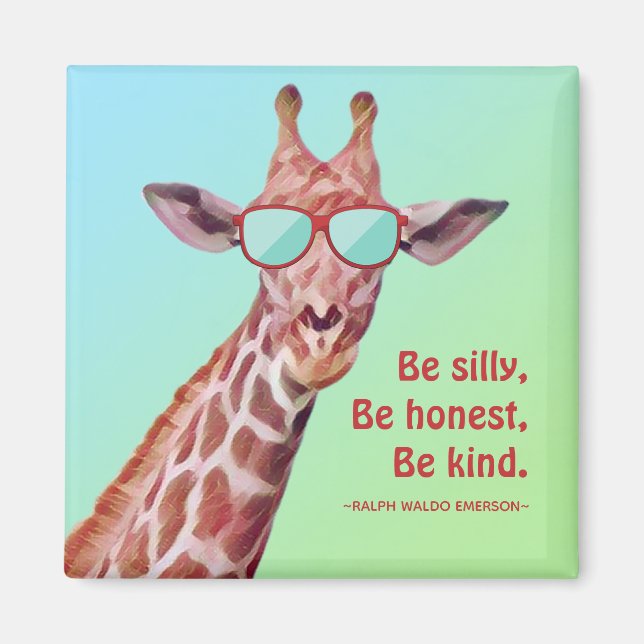 Fun Giraffe Motivational Quote Emerson Be Silly  Magnet (Front)