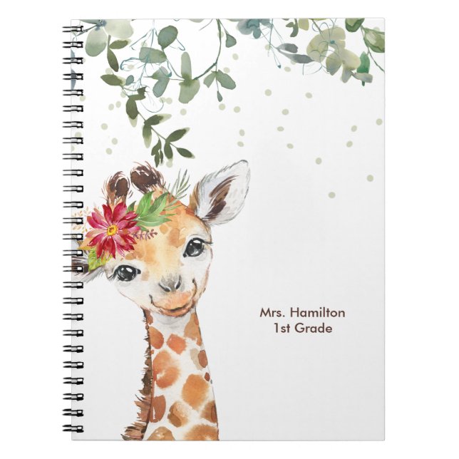 Fun Giraffe Teacher Gift Notebook (Front)