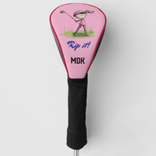 Fun Girl Golfer Monogrammed Head Cover