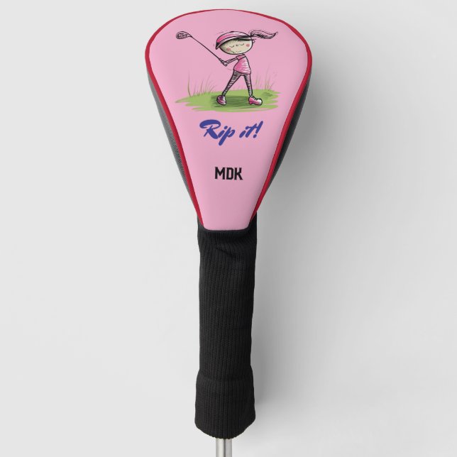  Fun Girl Golfer Monogrammed Head Cover (Front)