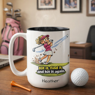 Fun Girl Golfer Two-Tone Coffee Mug