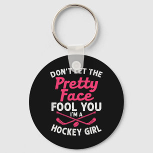 Fun Girl Hockey Gift For Women Kids Ice Hockey Pla Key Ring