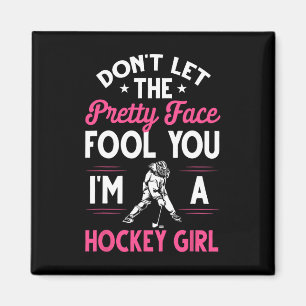Fun Girl Hockey Gift For Women Kids Ice Hockey Pla Magnet