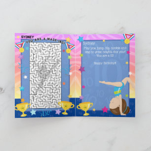Fun Girls Gymnastics You Are A-Maze-ing Birthday Card