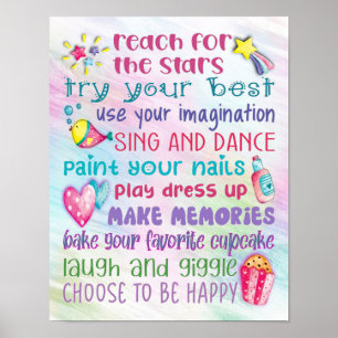 Fun Girl's Motivational Quotes Poster - 11x14