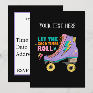 Fun girls retro roller skating invitation