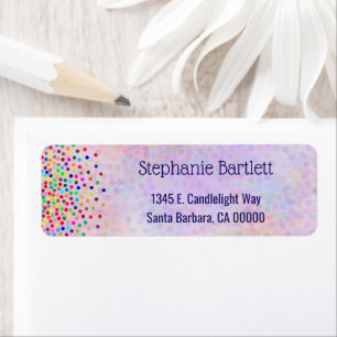 Fun Girly Colourful Confetti Return Address  Label
