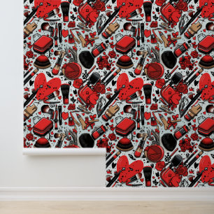 Fun girly makeup tiled pattern wallpaper