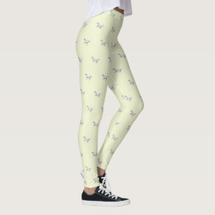 Fun Girly Off-White Galloping Horse Pattern Leggings