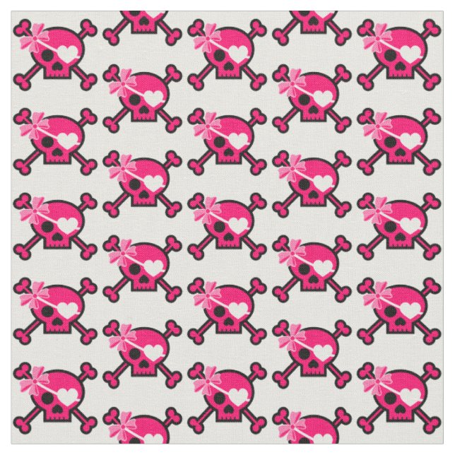 Fun Girly Skull Fabric (Close Up)