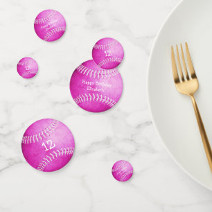 fun girly sports birthday hot pink softball confetti