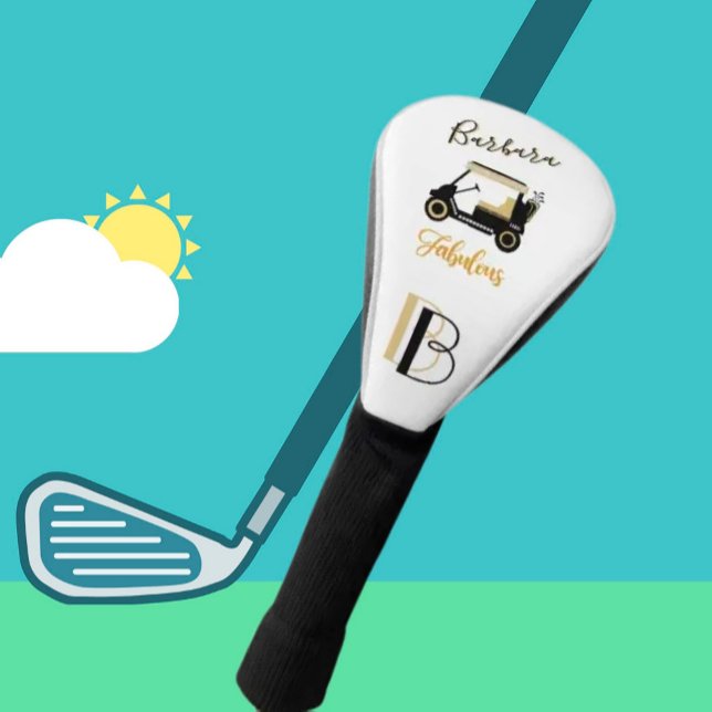 Fun Glam Glitz Name Gold Trim Diamond Golf Cart    Golf Head Cover (Creator Uploaded)