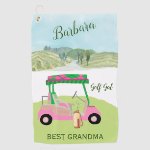 Fun Glam Golf Cart Best Grandma Personalised Name Golf Towel