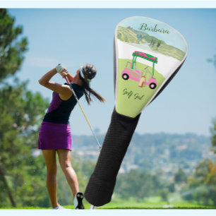 Fun Glam Golf Cart Scenic Personalised Name Head Cover