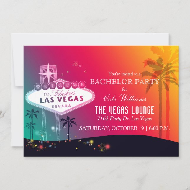 Fun Glam Las Vegas Bachelor Party Invitation (Front)