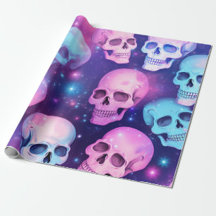 Fun Glam Skulls Halloween Pattern Wrapping Paper