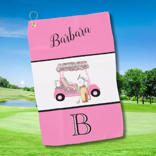 Fun Glitzy Golf Cart Monogram Name Golf Towel