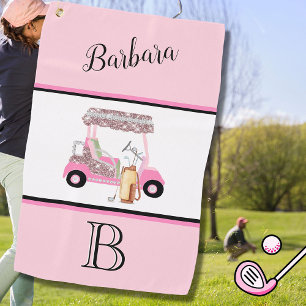 Fun Glitzy Golf Cart Monogram Name  Towel