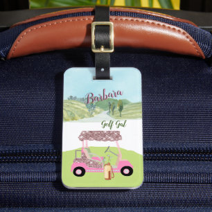 Fun Glitzy Golf Gal Cart Scenic  Luggage Tag
