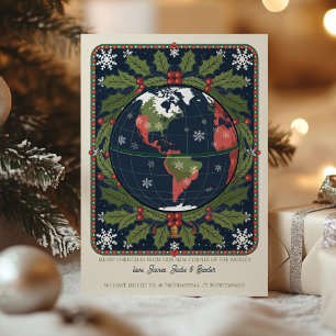 Fun Globe Latitude and Longitude Holiday Moving Announcement