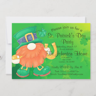 Fun  Gnome St. Patrick's Day Party Invitation