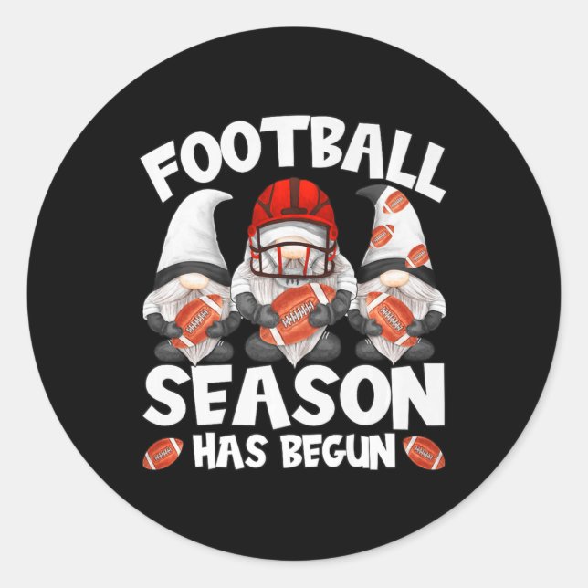 Fun Gnomes For Sunday And American Football Season Classic Round Sticker (Front)