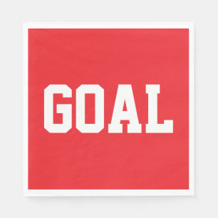 Fun GOAL White Athletic Text On Sporty Bright Red Napkin