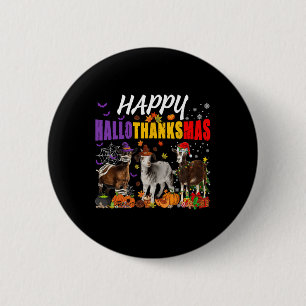 Fun Goats Mummy Pilgrim Santa Costume Happy Hallot 6 Cm Round Badge