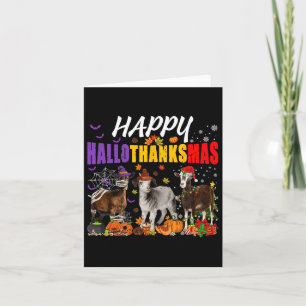 Fun Goats Mummy Pilgrim Santa Costume Happy Hallot Card