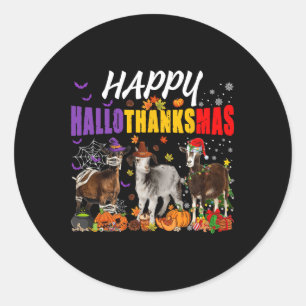 Fun Goats Mummy Pilgrim Santa Costume Happy Hallot Classic Round Sticker