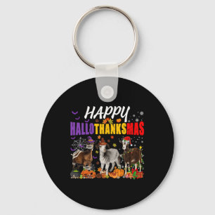 Fun Goats Mummy Pilgrim Santa Costume Happy Hallot Key Ring