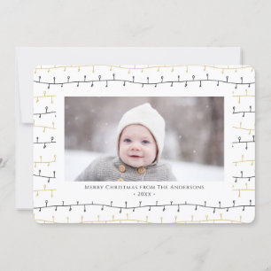 Fun Gold Black Christmas Ornaments Simple White Holiday Card
