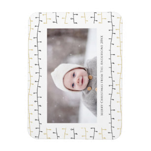 Fun Gold Black Christmas Ornaments Simple White Magnet