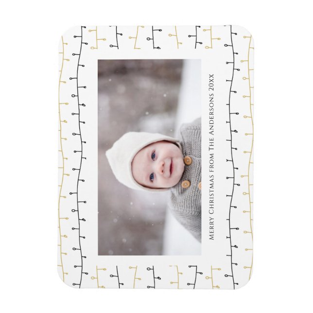 Fun Gold Black Christmas Ornaments Simple White Magnet (Vertical)