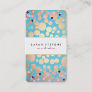 Fun Gold Circles & Colourful Confetti Pattern Business Card