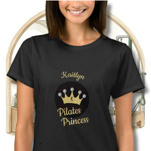 Fun Gold Crown Diamonds Pilates Princess Name T-Shirt