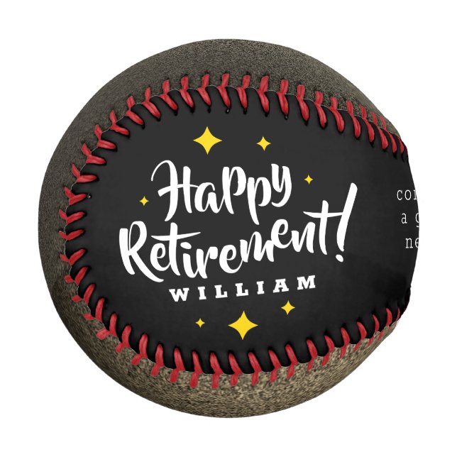 Fun Gold Glitter Stars Retirement New Adventures Baseball (Front Left)