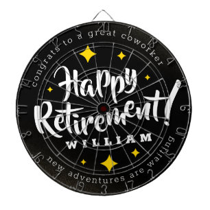 Fun Gold Glitter Stars Retirement New Adventures Dartboard