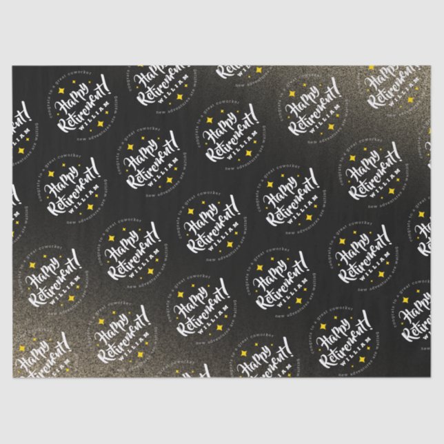 Fun Gold Glitter Stars Retirement New Adventures Tissue Paper (Front)