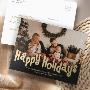 Fun Gold Happy Holidays Photo Modern Postcard