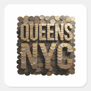 Fun Gold QUEENS NYC Gift Sticker