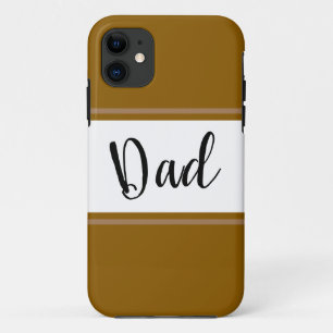 Fun Golden Brown White Racing Stripes Dad Text iPhone 11 Case