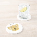 Fun Golden Labrador Retriever Dog Custom Name Coaster<br><div class="desc">Cute little Golden Labrador Retriever dog art to make you smile.
Personalise by changing or removing the name.</div>