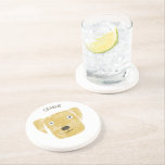 Fun Golden Labrador Retriever Dog Custom Name Coaster<br><div class="desc">Cute little Golden Labrador Retriever dog art to make you smile.
Personalise by changing or removing the name.</div>